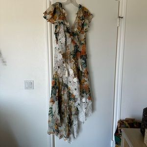 Anthropologie Floral Asymmetrical Dress